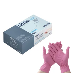 Luvas Nitrilo Rosa Tam.M 100uni - Image 1